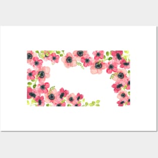 Watercolor Wild Flower Pink Bouquet Posters and Art